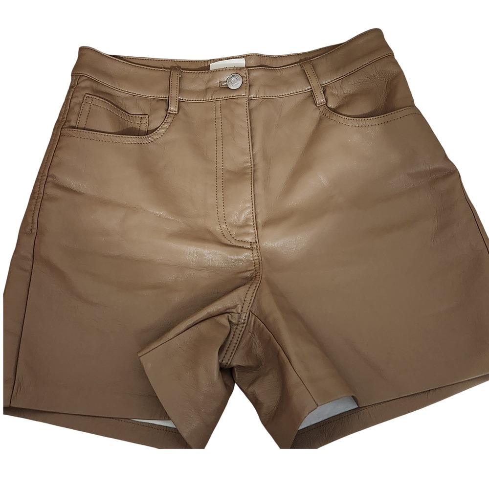 Wilfred‎ Faux Leather Shorts Brown Size 2 High Waist Pocketed Chic Fashion